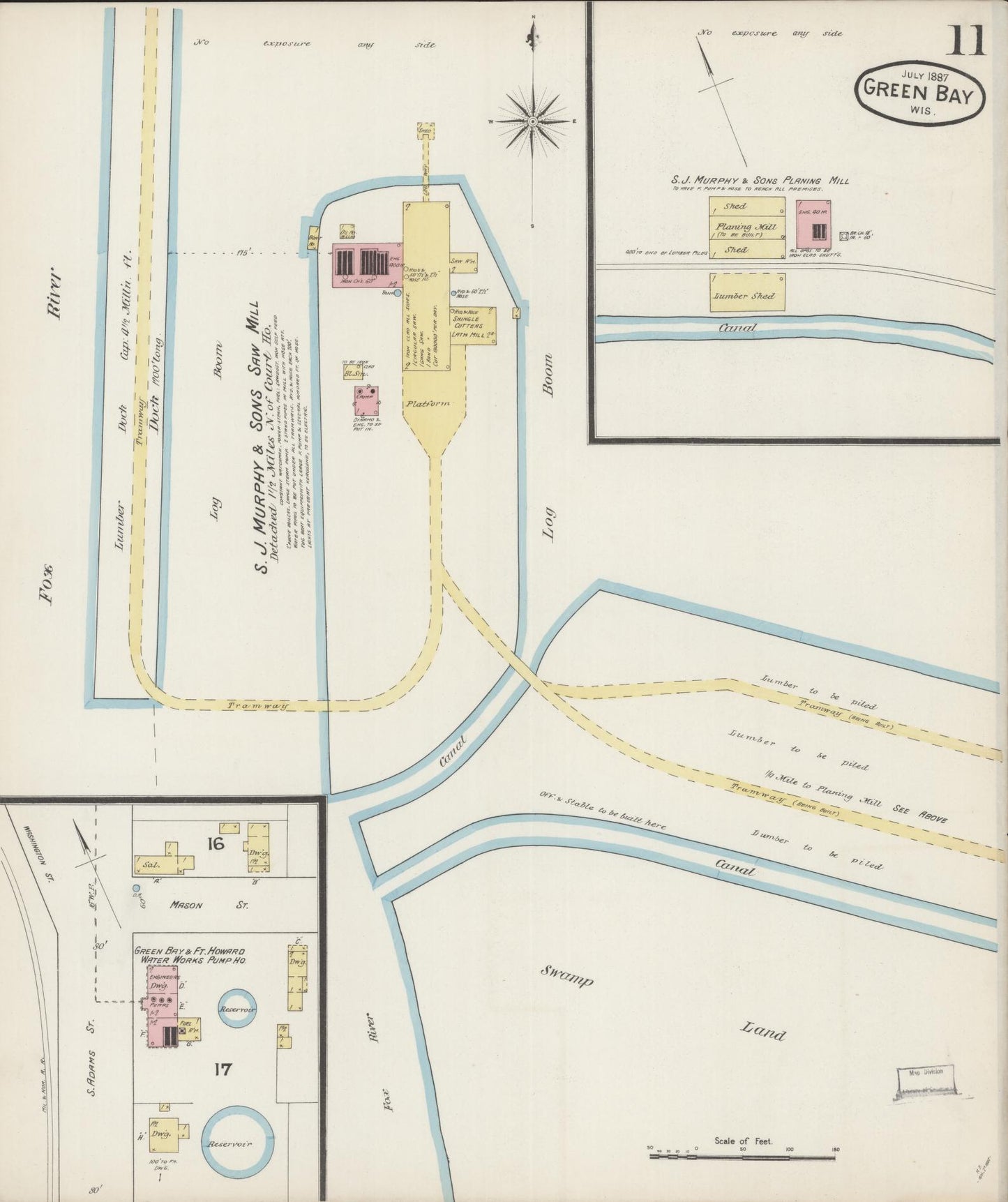 Sanborn Fire Insurance Map from Green Bay, Brown County, Wisconsin (1887), Sheet #0011 - Historic Sanborn Fire Insurance Map Print, vintage old map wall art, antique decor, genealogy gift, Wisconsin Wisconsin map