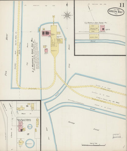 Sanborn Fire Insurance Map from Green Bay, Brown County, Wisconsin (1887), Sheet #0011 - Historic Sanborn Fire Insurance Map Print, vintage old map wall art, antique decor, genealogy gift, Wisconsin Wisconsin map