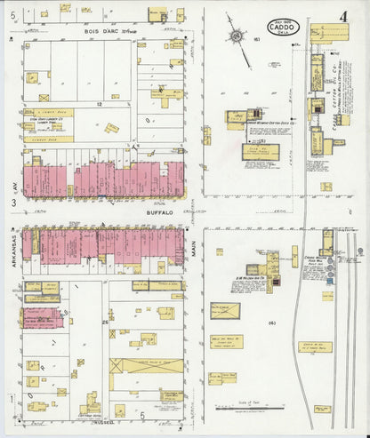 Sanborn Fire Insurance Map from Caddo, Bryan County, Oklahoma (1920), Sheet #0004 - Complete Map Set gallery image, historic Sanborn map, vintage wall art, Oklahoma Oklahoma