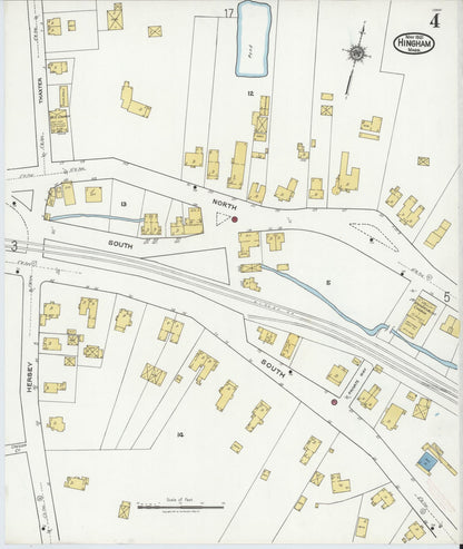 Sanborn Fire Insurance Map from Hingham, Plymouth County, Massachusetts (1921), Sheet #0004 - Complete Map Set gallery image, historic Sanborn map, vintage wall art, Massachusetts Massachusetts