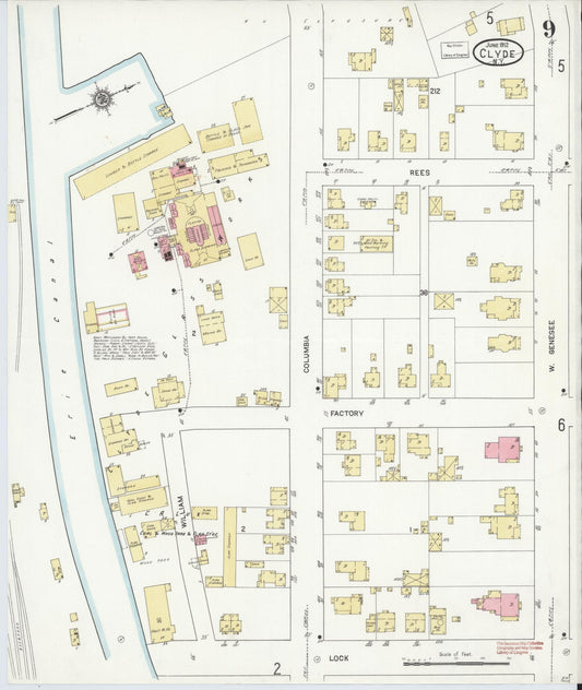 Sanborn Fire Insurance Map from Clyde, Wayne County, New York (1912), Sheet #0009 - Historic Sanborn Fire Insurance Map Print, vintage old map wall art, antique decor, genealogy gift, New York New York map