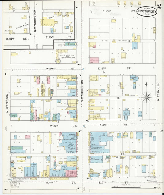 Sanborn Fire Insurance Map from Junction City, Geary County, Kansas (1892), Sheet #0002 - Historic Sanborn Fire Insurance Map Print, vintage old map wall art, antique decor, genealogy gift, Kansas Kansas map