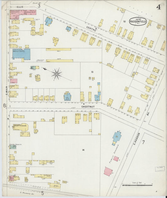 Sanborn Fire Insurance Map from Haddonfield, Camden County, New Jersey (1897), Sheet #0004 - Historic Sanborn Fire Insurance Map Print, vintage old map wall art, antique decor, genealogy gift, New Jersey New Jersey map