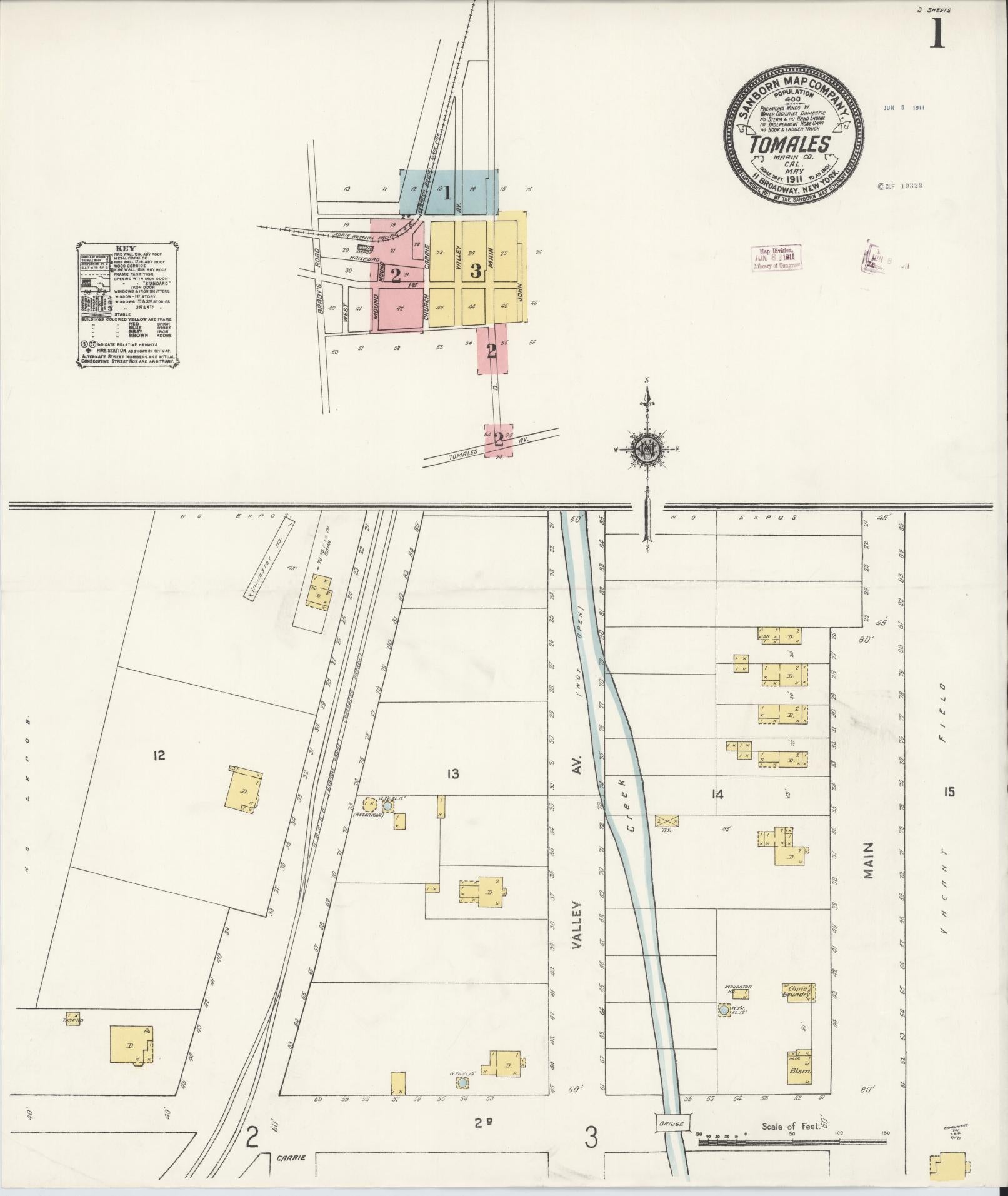Sanborn Fire Insurance Map from Tomales, Marin County, California (1911), Sheet #0001 - Complete Map Set gallery image, historic Sanborn map, vintage wall art, California California