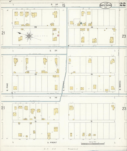 Sanborn Fire Insurance Map from North Yakima, Yakima County, Washington (1905), Sheet #0022 - Complete Map Set gallery image, historic Sanborn map, vintage wall art, Washington Washington