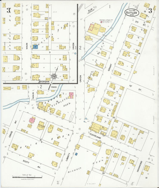 Sanborn Fire Insurance Map from Butler, Richland County, Ohio (1926), Sheet #0003 - Historic Sanborn Fire Insurance Map Print, vintage old map wall art, antique decor, genealogy gift, Ohio Ohio map