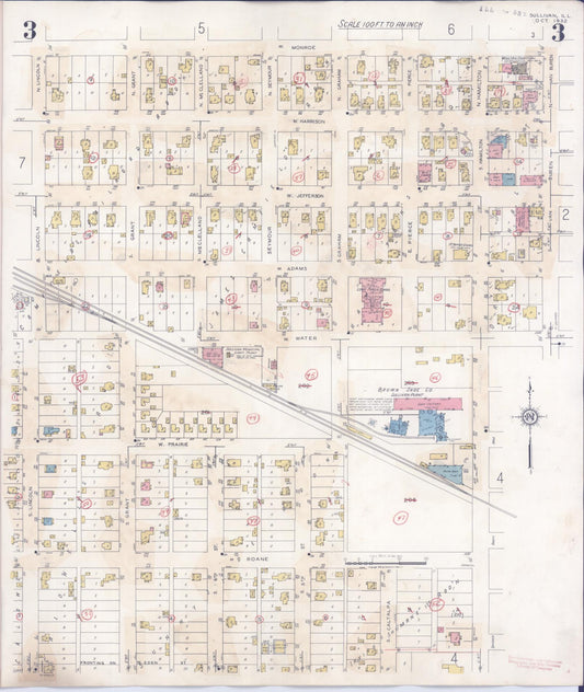 Sanborn Fire Insurance Map from Sullivan, Moultrie County, Illinois (1940), Sheet #0003 - Historic Sanborn Fire Insurance Map Print, vintage old map wall art, antique decor, genealogy gift, Illinois Illinois map