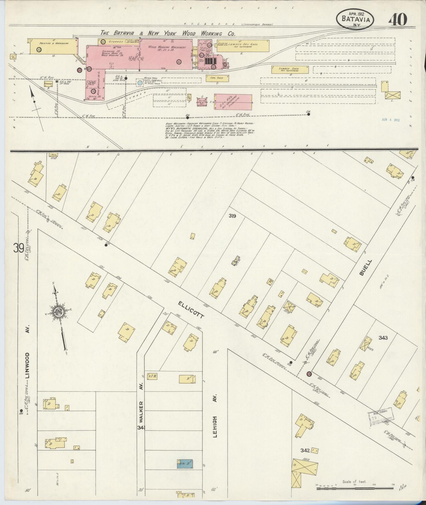 Sanborn Fire Insurance Map from Batavia, Genesee County, New York (1912), Sheet #0040 - Complete Map Set gallery image, historic Sanborn map, vintage wall art, New York New York