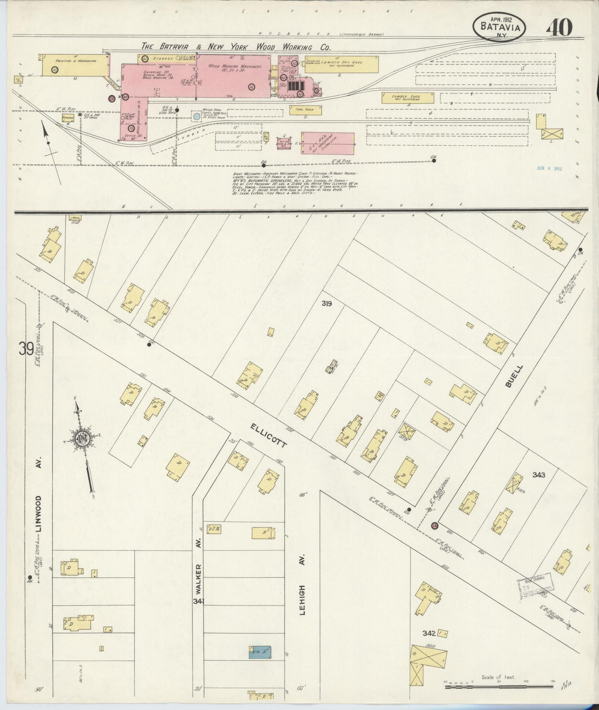 Sanborn Fire Insurance Map from Batavia, Genesee County, New York (1912), Sheet #0040 - Complete Map Set gallery image, historic Sanborn map, vintage wall art, New York New York
