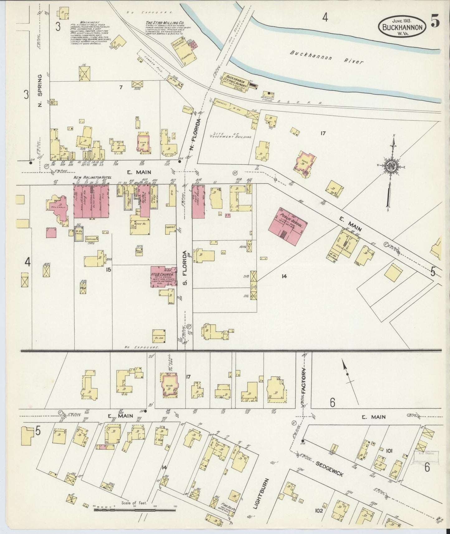 Sanborn Fire Insurance Map from Buckhannon, Upshur County, West Virginia (1913), Sheet #0005 - Complete Map Set gallery image, historic Sanborn map, vintage wall art, West Virginia West Virginia