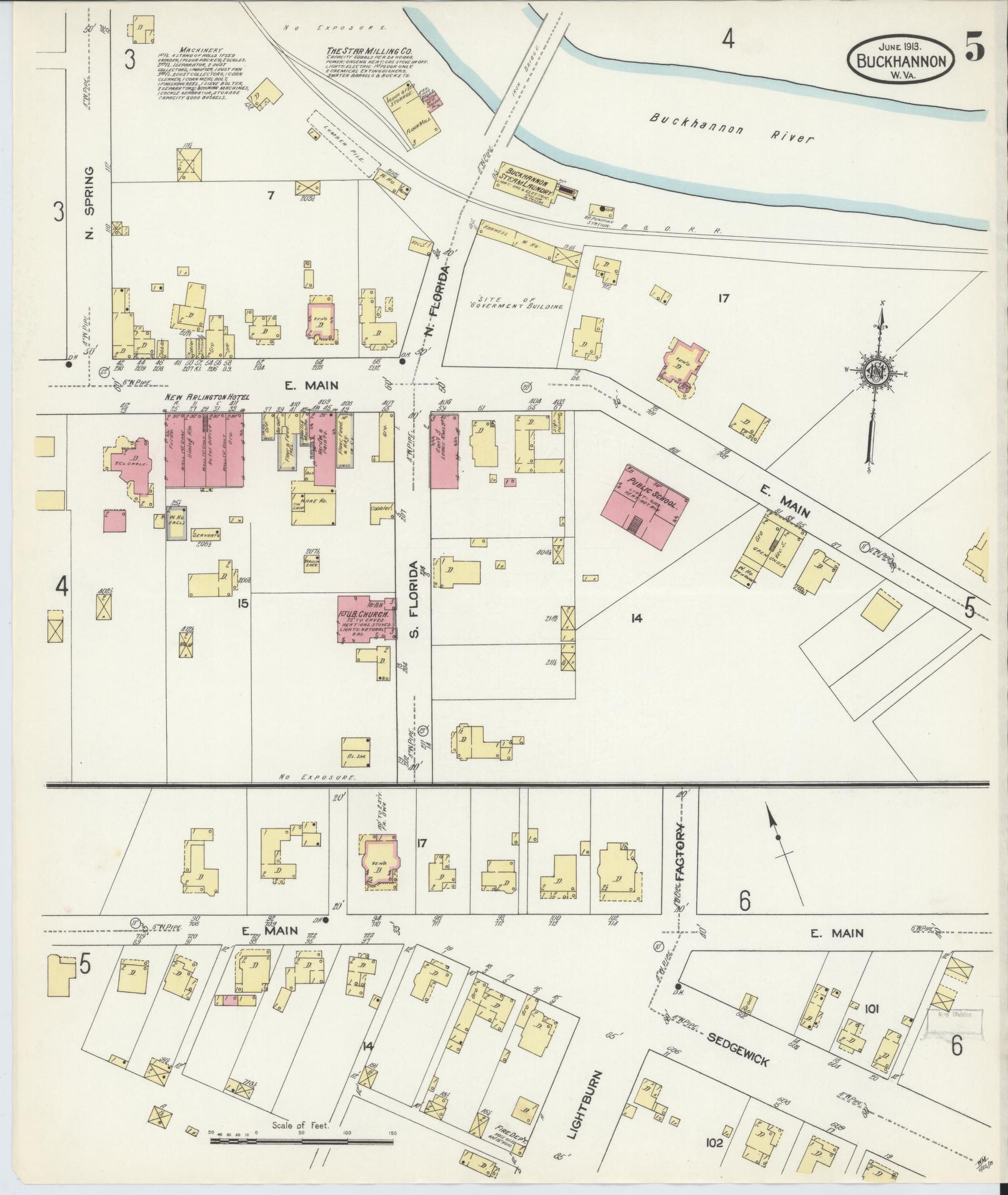 Sanborn Fire Insurance Map from Buckhannon, Upshur County, West Virginia (1913), Sheet #0005 - Complete Map Set gallery image, historic Sanborn map, vintage wall art, West Virginia West Virginia