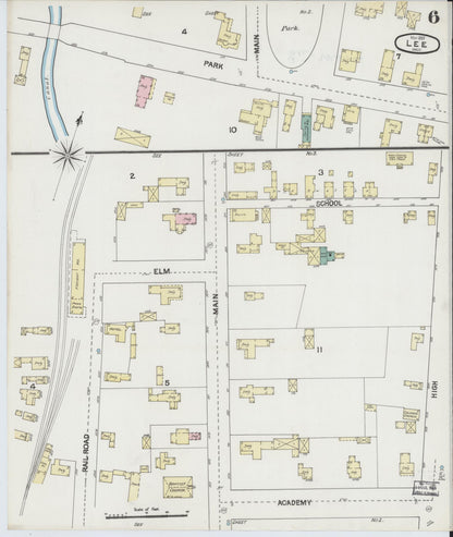 Sanborn Fire Insurance Map from Lee, Berkshire County, Massachusetts (1889), Sheet #0006 - Historic Sanborn Fire Insurance Map Print, vintage old map wall art, antique decor, genealogy gift, Massachusetts Massachusetts map