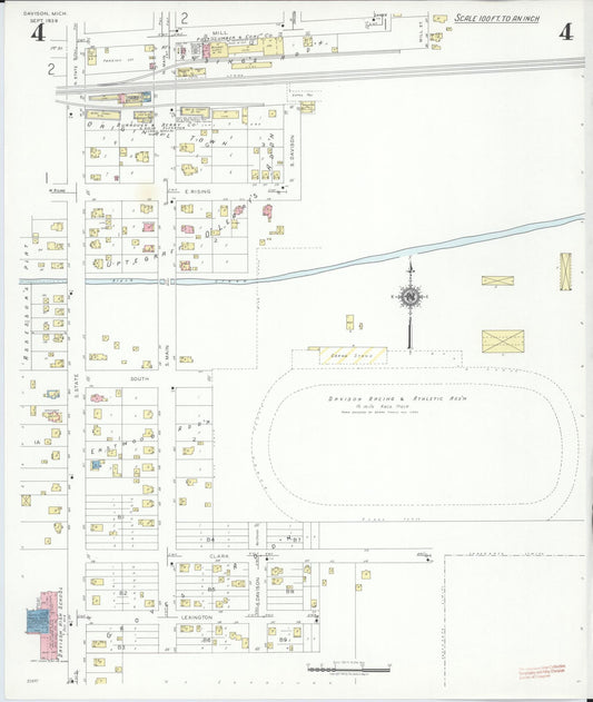 Sanborn Fire Insurance Map from Davison, Genesee County, Michigan (1939), Sheet #0004 - Historic Sanborn Fire Insurance Map Print, vintage old map wall art, antique decor, genealogy gift, Michigan Michigan map