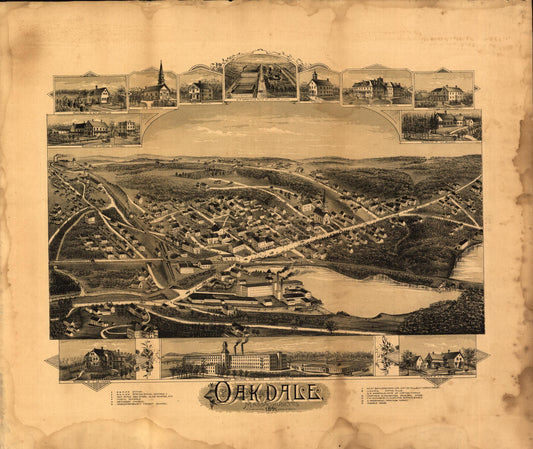 Oakdale, Massachusetts. (1891) – Historic Bird’s-Eye View Panorama Print