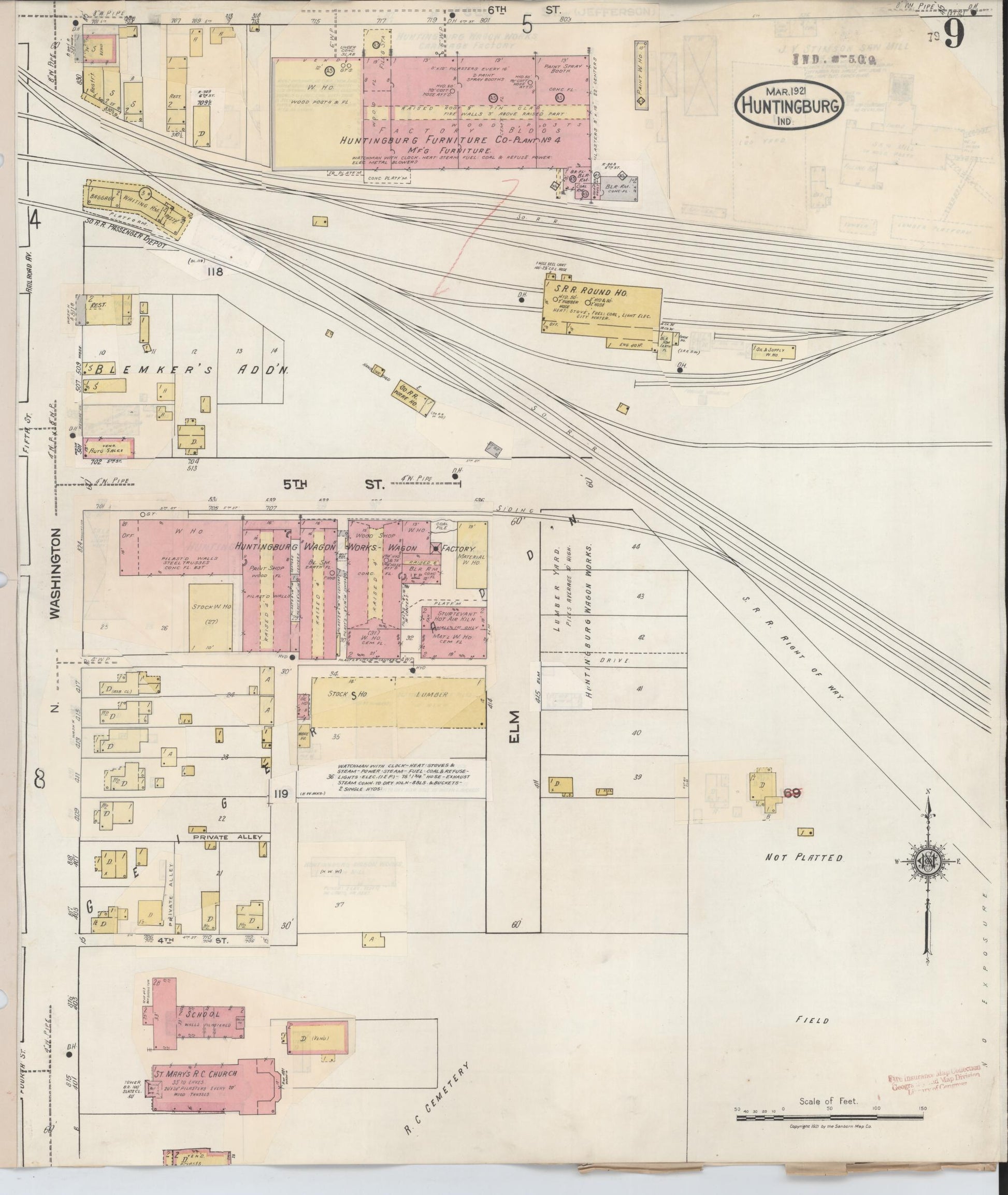 Sanborn Fire Insurance Map from Huntingburg, Dubois County, Indiana (1949), Sheet #0009 - Complete Map Set gallery image, historic Sanborn map, vintage wall art, Indiana Indiana