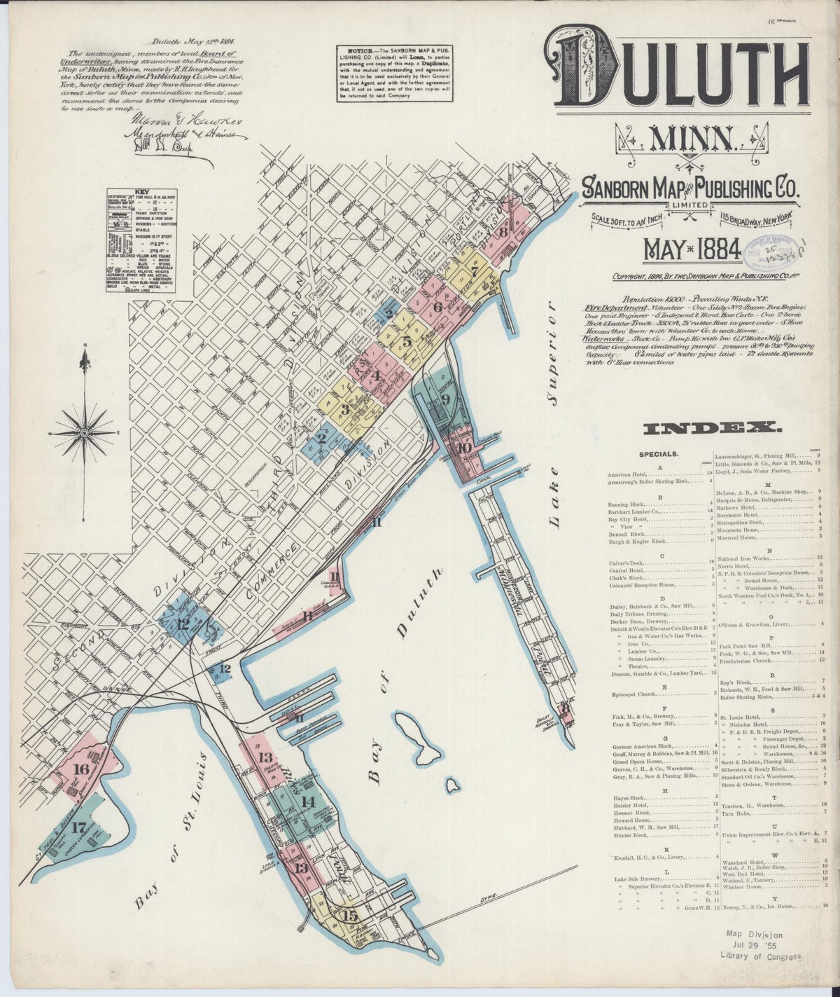 Sanborn Fire Insurance Map from Duluth, Saint Louis County, Minnesota (1884), Sheet #0001 - Historic Sanborn Fire Insurance Map Print, vintage old map wall art, antique decor, genealogy gift, Minnesota Minnesota map