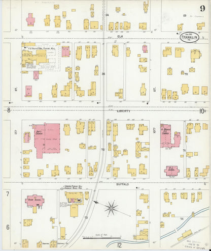 Sanborn Fire Insurance Map from Franklin, Venango County, Pennsylvania (1901), Sheet #0009 - Complete Map Set gallery image, historic Sanborn map, vintage wall art, Pennsylvania Pennsylvania
