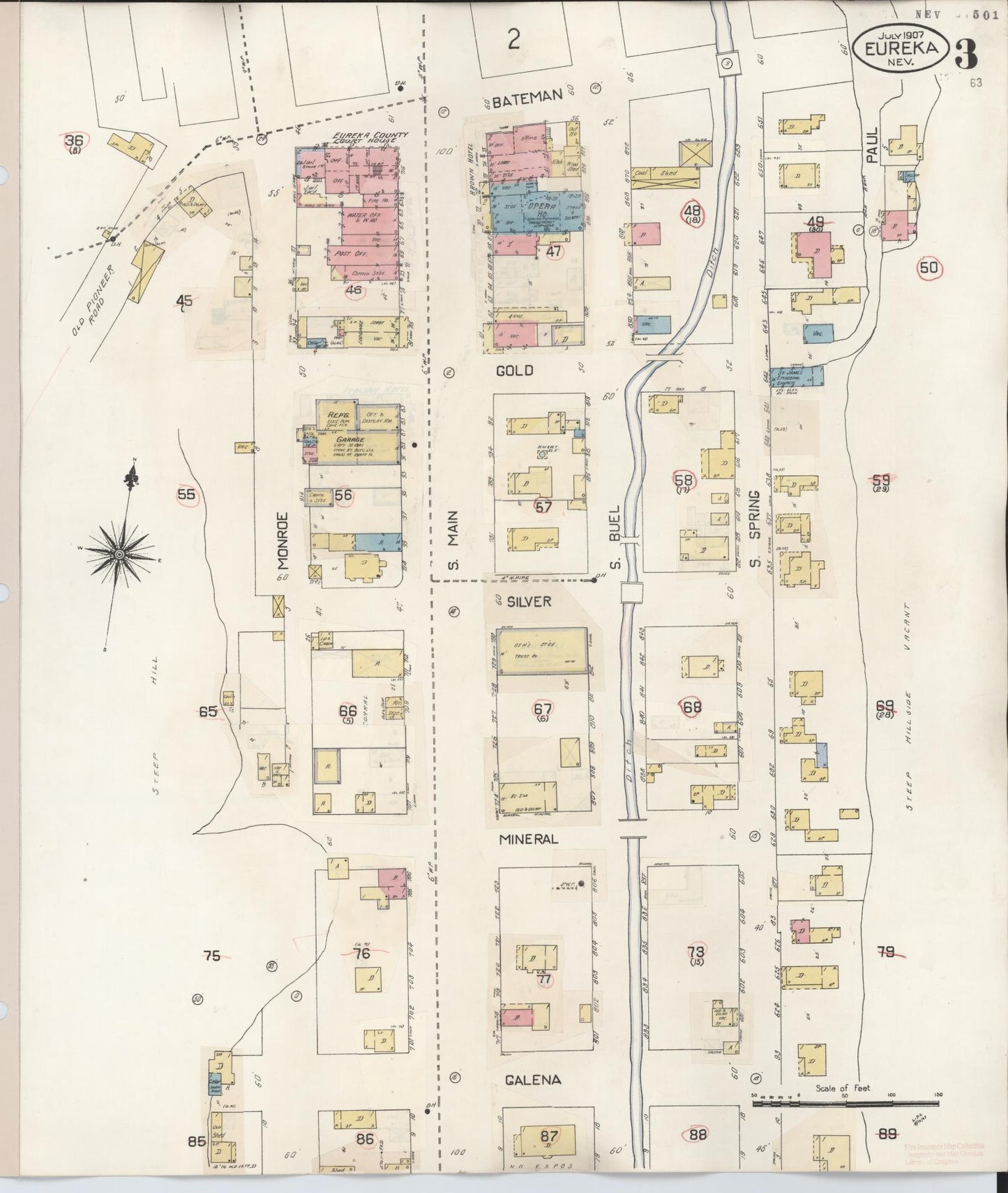 Sanborn Fire Insurance Map from Eureka, Eureka County, Nevada (1941), Sheet #0003 - Historic Sanborn Fire Insurance Map Print, vintage old map wall art, antique decor, genealogy gift, Nevada Nevada map