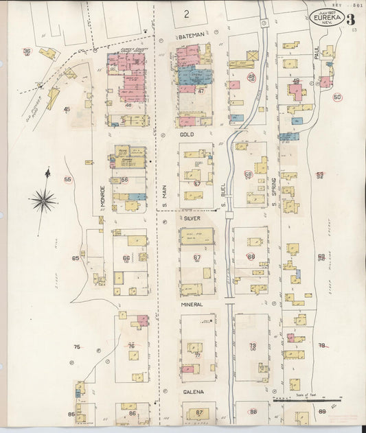 Sanborn Fire Insurance Map from Eureka, Eureka County, Nevada (1941), Sheet #0003 - Historic Sanborn Fire Insurance Map Print, vintage old map wall art, antique decor, genealogy gift, Nevada Nevada map