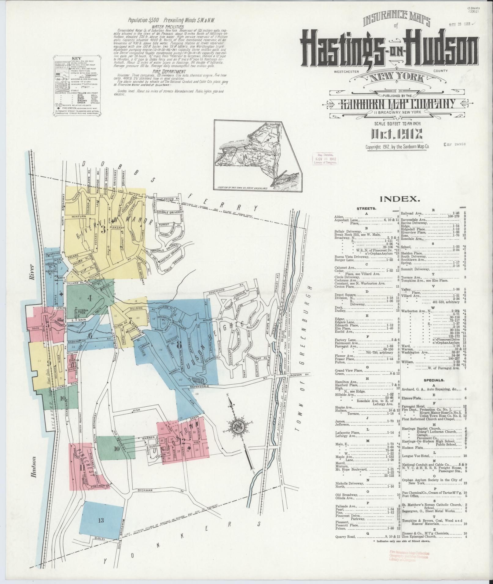 Sanborn Fire Insurance Map from Hastings-on-hudson, Westchester County, New York. (1912) – Historic Sanborn Fire Insurance Map Print