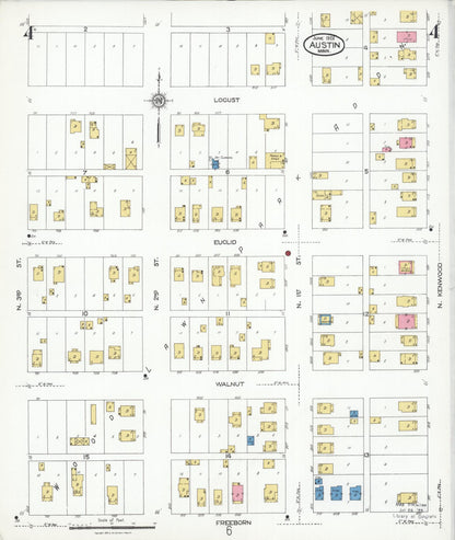 Sanborn Fire Insurance Map from Austin, Mower County, Minnesota (1926), Sheet #0004 - Historic Sanborn Fire Insurance Map Print, vintage old map wall art, antique decor, genealogy gift, Minnesota Minnesota map