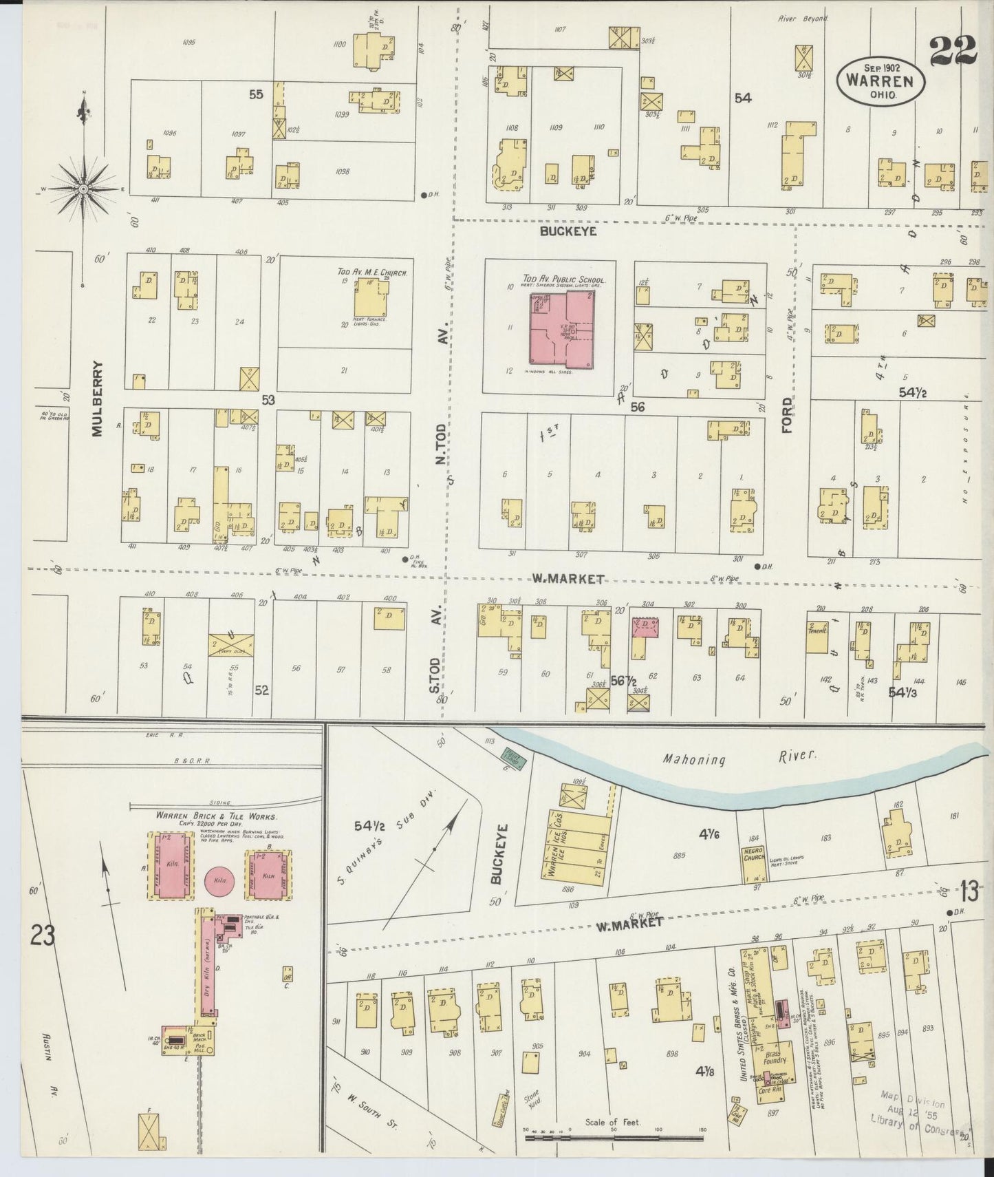 Sanborn Fire Insurance Map from Warren, Trumbull County, Ohio (1902), Sheet #0022 - Complete Map Set gallery image, historic Sanborn map, vintage wall art, Ohio Ohio