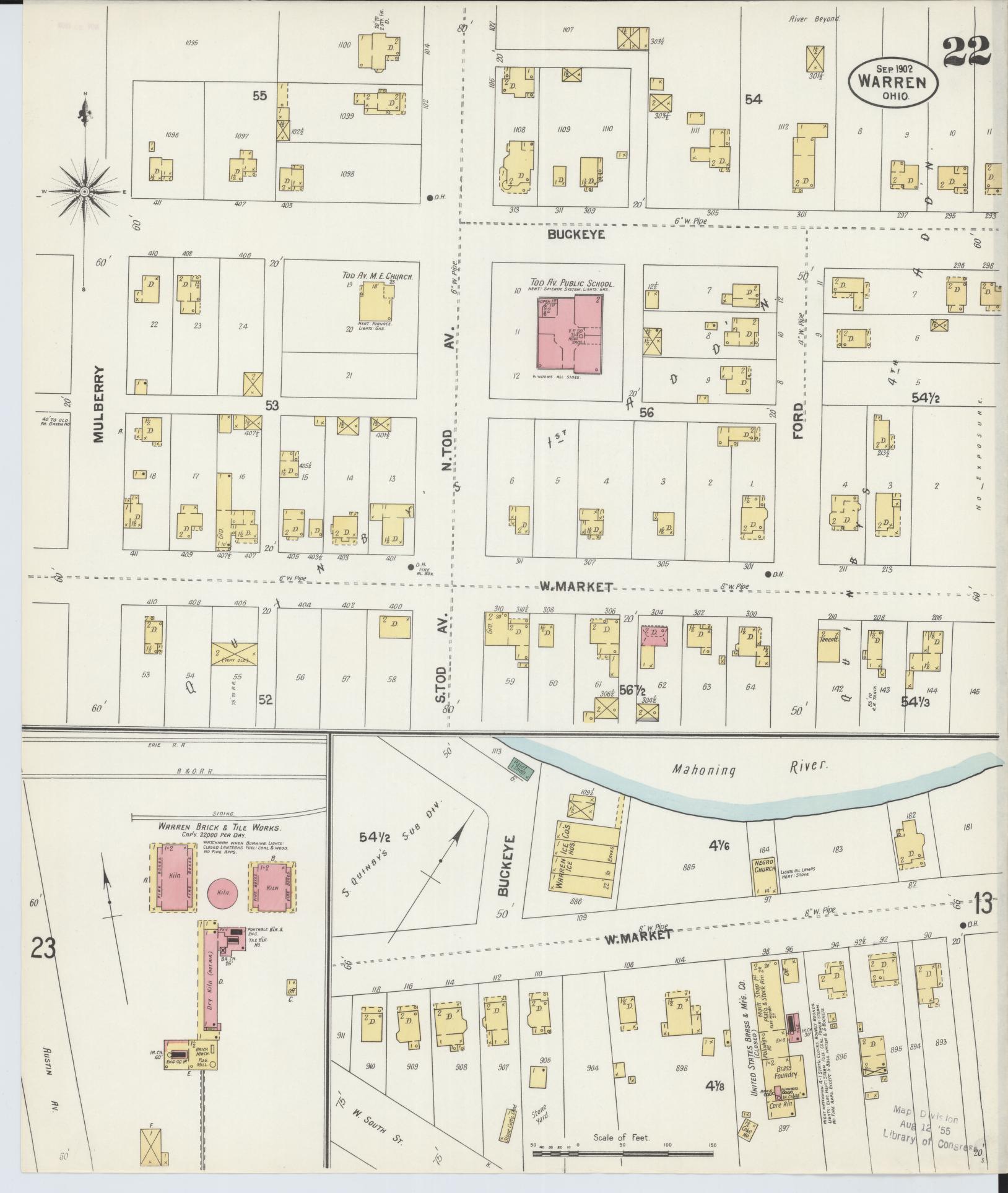 Sanborn Fire Insurance Map from Warren, Trumbull County, Ohio (1902), Sheet #0022 - Complete Map Set gallery image, historic Sanborn map, vintage wall art, Ohio Ohio