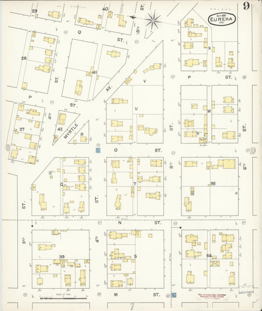 Sanborn Fire Insurance Map from Eureka, Humboldt County, California (1892), Sheet #0009 - Historic Sanborn Fire Insurance Map Print, vintage old map wall art, antique decor, genealogy gift, California California map
