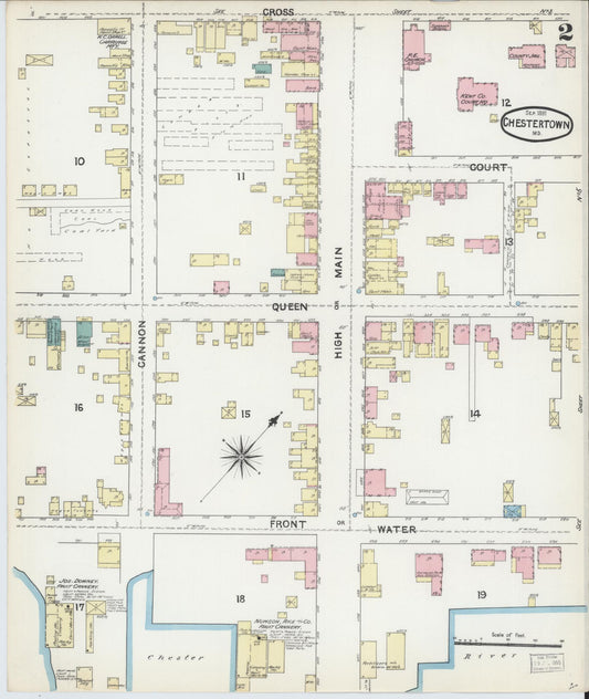 Kent, Maryland - 1891 - Sanborn Fire Insurance Map, Sheet #0002 - Historic Sanborn Fire Insurance Map Print, Kent Maryland 1891 0002 vintage old map wall art