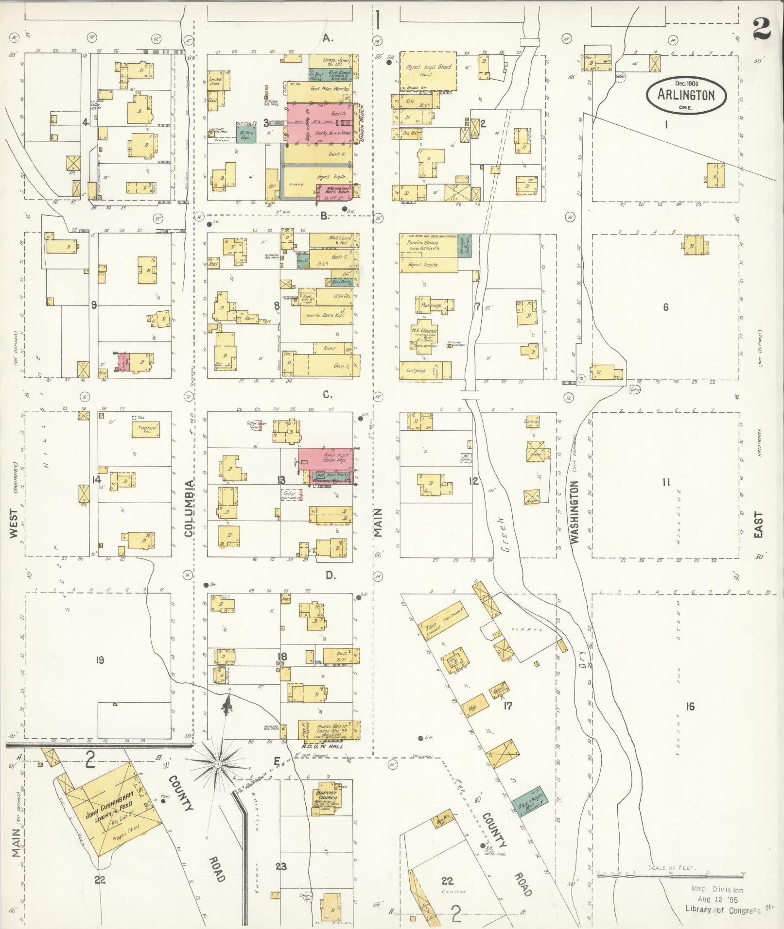 Sanborn Fire Insurance Map from Arlington, Gilliam County, Oregon (1900), Sheet #0002 - Complete Map Set gallery image, historic Sanborn map, vintage wall art, Oregon Oregon