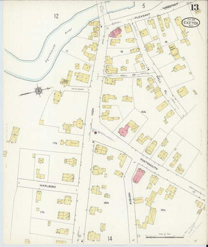 Sanborn Fire Insurance Map from Exeter, Rockingham County, New Hampshire (1913), Sheet #0013 - Complete Map Set gallery image, historic Sanborn map, vintage wall art, New Hampshire New Hampshire