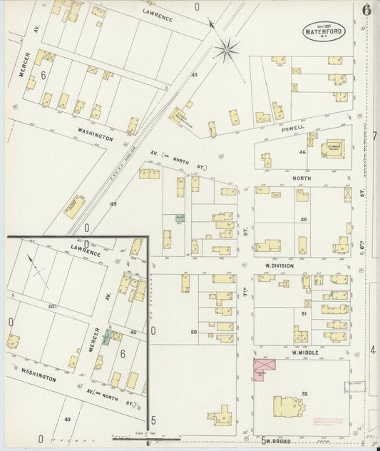 Sanborn Fire Insurance Map from Waterford, Saratoga County, New York (1897), Sheet #0006 - Historic Sanborn Fire Insurance Map Print, vintage old map wall art, antique decor, genealogy gift, New York New York map