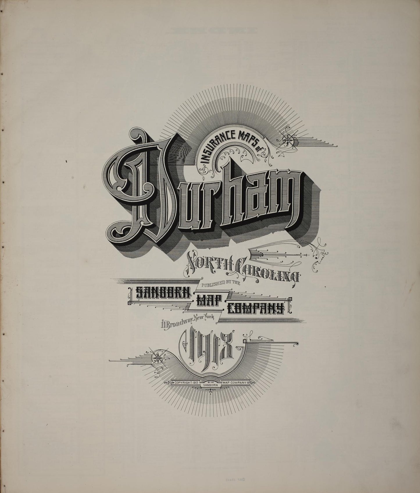 Sanborn Fire Insurance Map from Durham, Durham County, North Carolina (1913), Sheet #0001 - Historic Sanborn Fire Insurance Map Print, vintage old map wall art, antique decor, genealogy gift, North Carolina North Carolina map