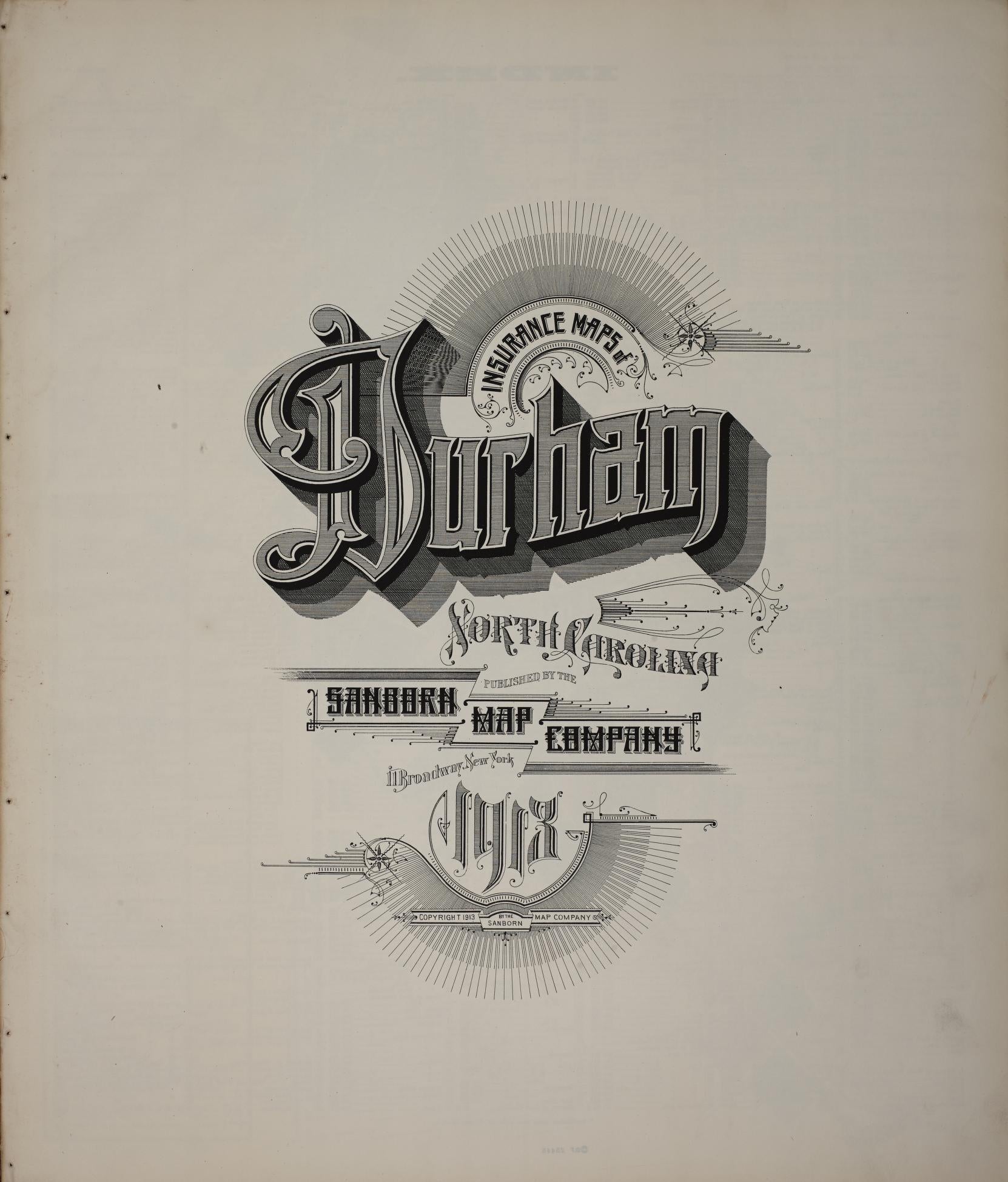 Sanborn Fire Insurance Map from Durham, Durham County, North Carolina (1913), Sheet #0001 - Historic Sanborn Fire Insurance Map Print, vintage old map wall art, antique decor, genealogy gift, North Carolina North Carolina map