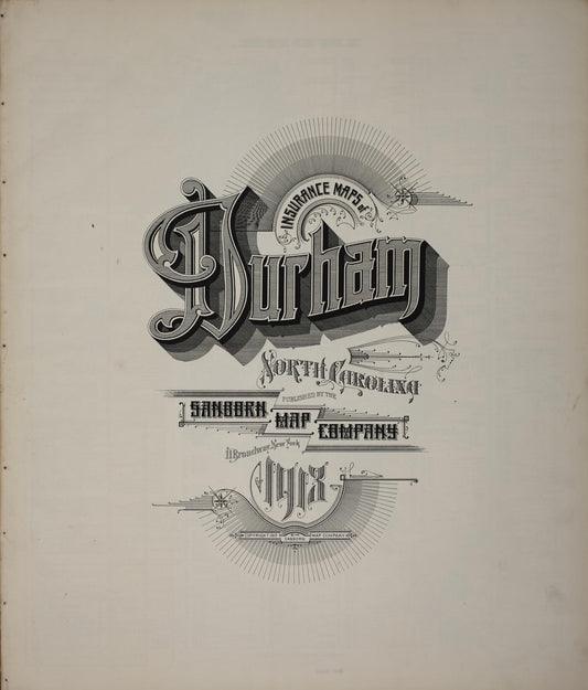 Sanborn Fire Insurance Map from Durham, Durham County, North Carolina (1913), Sheet #0001 - Historic Sanborn Fire Insurance Map Print, vintage old map wall art, antique decor, genealogy gift, North Carolina North Carolina map