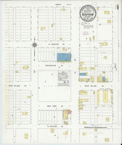 Sanborn Fire Insurance Map from Renfrow, Grant County, Oklahoma (1911), Sheet #0001 - Complete Map Set gallery image, historic Sanborn map, vintage wall art, Oklahoma Oklahoma