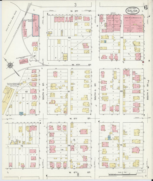 Sanborn Fire Insurance Map from Salida, Chaffee County, Colorado (1914), Sheet #0006 - Historic Sanborn Fire Insurance Map Print, vintage old map wall art, antique decor, genealogy gift, Colorado Colorado map