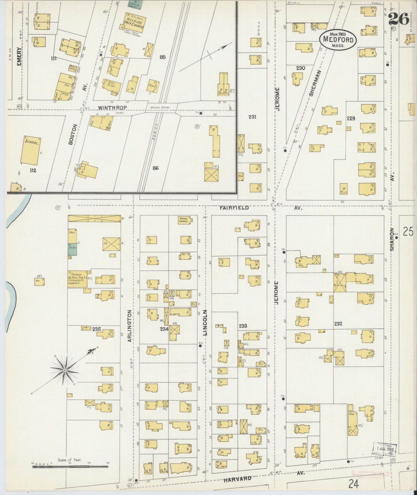 Sanborn Fire Insurance Map from Medford, Middlesex County, Massachusetts (1903), Sheet #0026 - Complete Map Set gallery image, historic Sanborn map, vintage wall art, Massachusetts Massachusetts