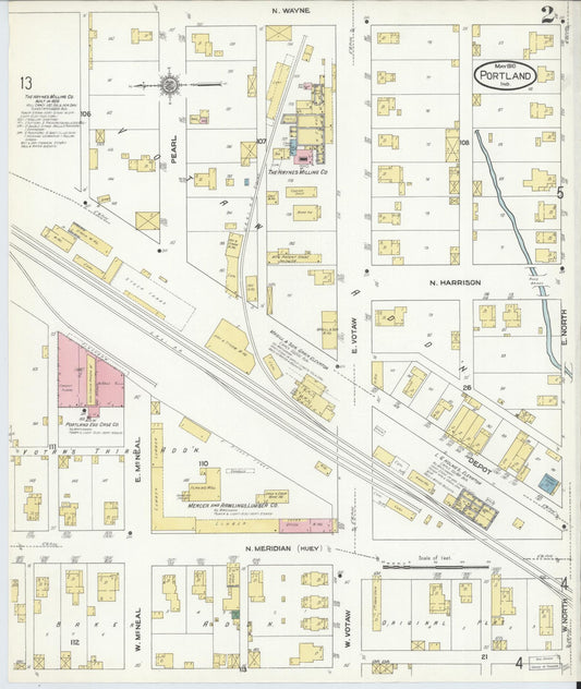 Sanborn Fire Insurance Map from Portland, Jay County, Indiana (1910), Sheet #0002 - Historic Sanborn Fire Insurance Map Print, vintage old map wall art, antique decor, genealogy gift, Indiana Indiana map