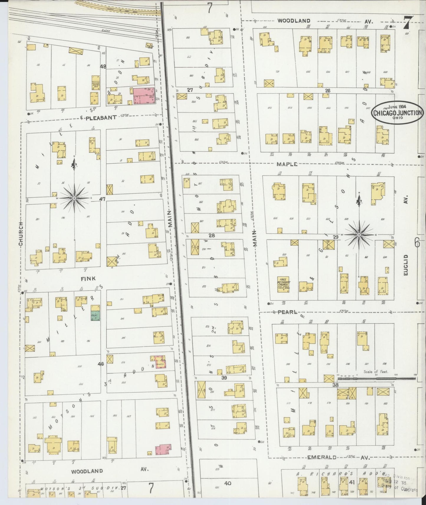 Sanborn Fire Insurance Map from Chicago Junction, Huron County, Ohio (1904), Sheet #0007 - Historic Sanborn Fire Insurance Map Print, vintage old map wall art, antique decor, genealogy gift, Ohio Ohio map
