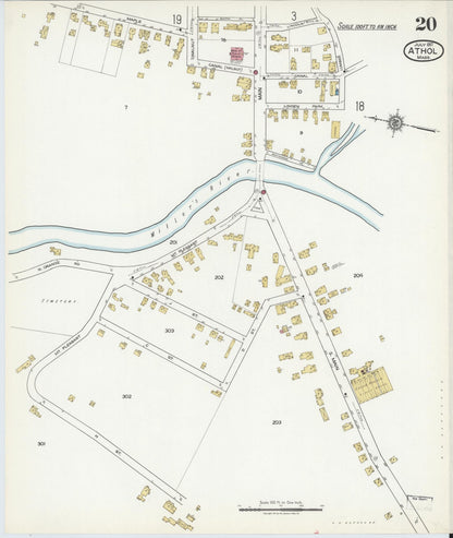 Sanborn Fire Insurance Map from Athol, Worcester County, Massachusetts (1917), Sheet #0020 - Complete Map Set gallery image, historic Sanborn map, vintage wall art, Massachusetts Massachusetts