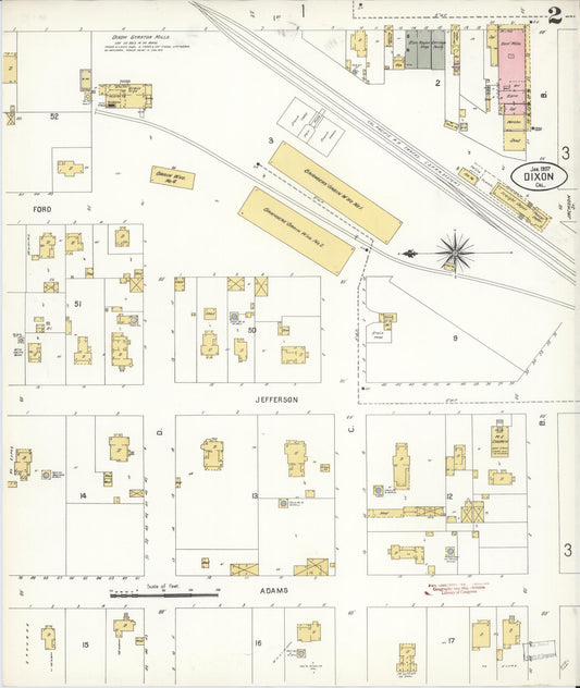 Sanborn Fire Insurance Map from Dixon, Solano County, California (1907), Sheet #0002 - Historic Sanborn Fire Insurance Map Print, vintage old map wall art, antique decor, genealogy gift, California California map