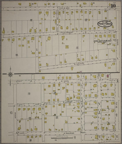 Sanborn Fire Insurance Map from Honey Grove, Fannin County, Texas (1921), Sheet #0010 - Complete Map Set gallery image, historic Sanborn map, vintage wall art, Texas Texas