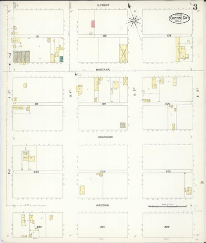 Sanborn Fire Insurance Map from Corinne, Box Elder County, Utah (1898), Sheet #0003 - Complete Map Set gallery image, historic Sanborn map, vintage wall art, Utah Utah