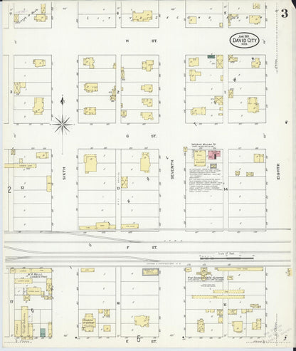 Sanborn Fire Insurance Map from David City, Butler County, Nebraska (1909), Sheet #0003 - Complete Map Set gallery image, historic Sanborn map, vintage wall art, Nebraska Nebraska