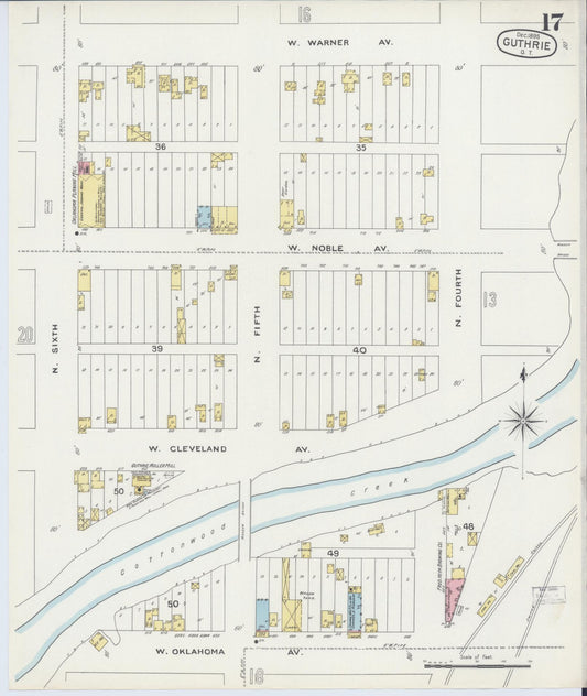 Sanborn Fire Insurance Map from Guthrie, Logan County, Oklahoma (1895), Sheet #0017 - Historic Sanborn Fire Insurance Map Print, vintage old map wall art, antique decor, genealogy gift, Oklahoma Oklahoma map