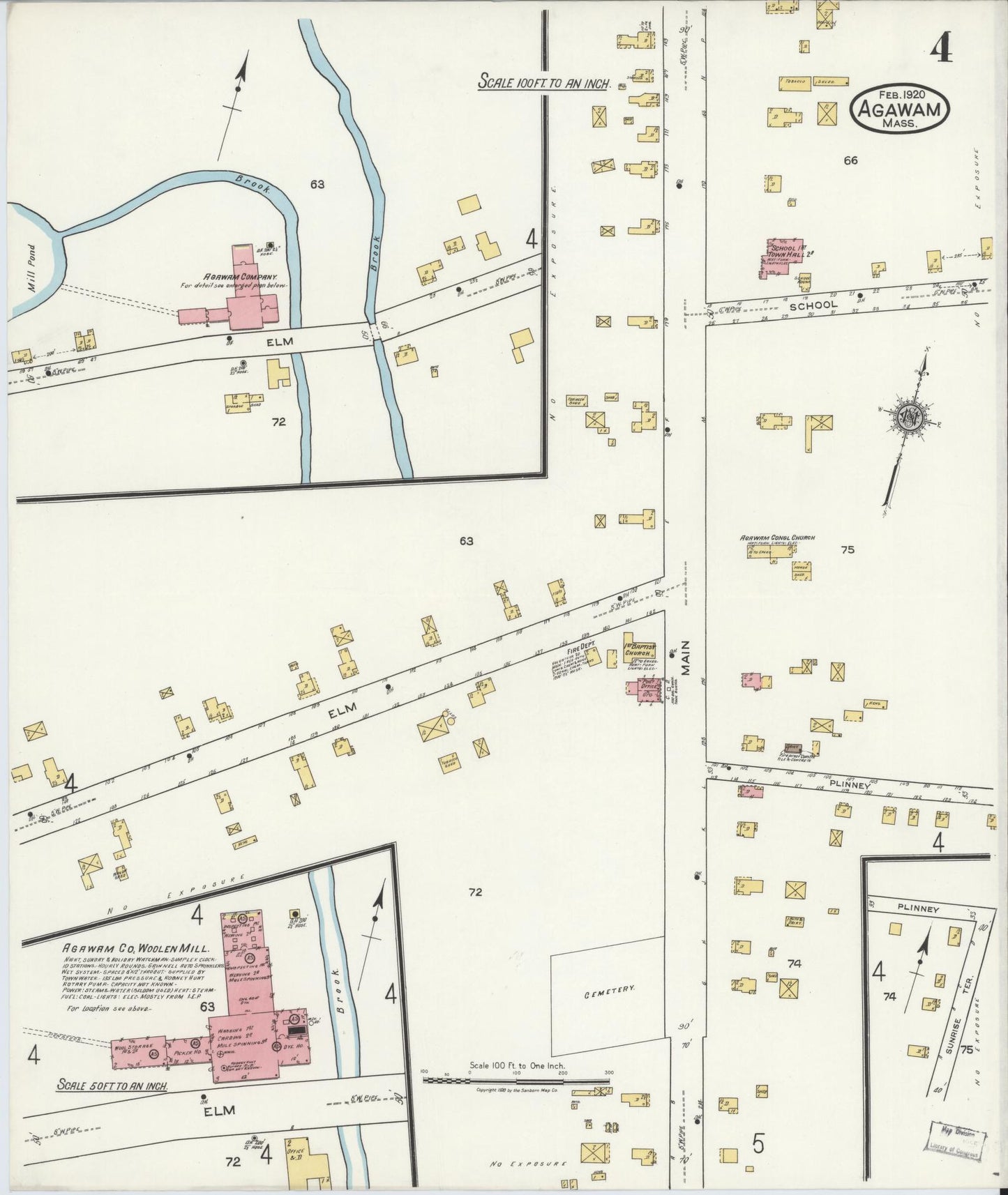 Sanborn Fire Insurance Map from Agawam, Hampden County, Massachusetts (1920), Sheet #0004 - Complete Map Set gallery image, historic Sanborn map, vintage wall art, Massachusetts Massachusetts