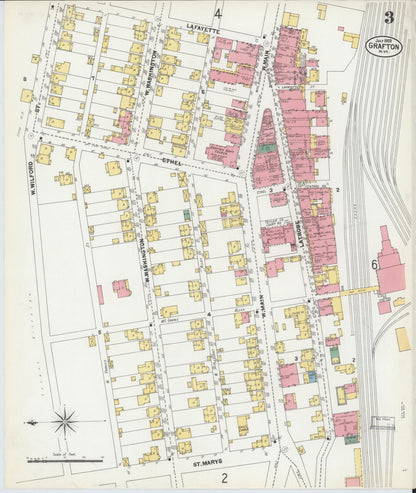 Sanborn Fire Insurance Map from Grafton, Taylor County, West Virginia (1902), Sheet #0003 - Complete Map Set gallery image, historic Sanborn map, vintage wall art, West Virginia West Virginia