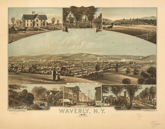 Waverly, N.Y. 1881. (1881) – Historic Bird’s-Eye View Panorama Print