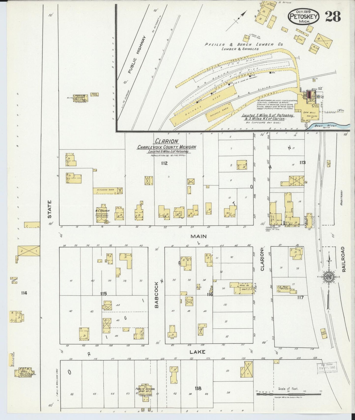 Sanborn Fire Insurance Map from Petoskey, Emmet County, Michigan (1919), Sheet #0028 - Complete Map Set gallery image, historic Sanborn map, vintage wall art, Michigan Michigan